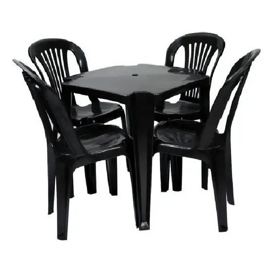 Jr Plasticos kit mesa monobloco com 4 cadeiras bistrô gold suporta até 182kg cor preto