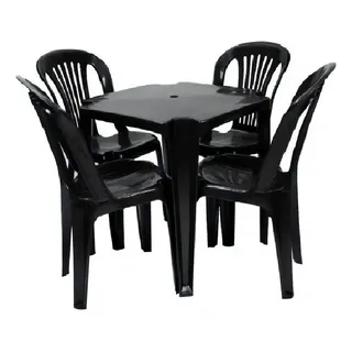 Jr Plasticos Kit Mesa Monobloco Com 4 Cadeiras BistrÎ Gold Suporta Até 182kg Cor Preto Jr Plasticos Kit Mesa Monobloco Com 4 Cadeiras BistrÎ Gold Suporta Até 182kg Cor Preto