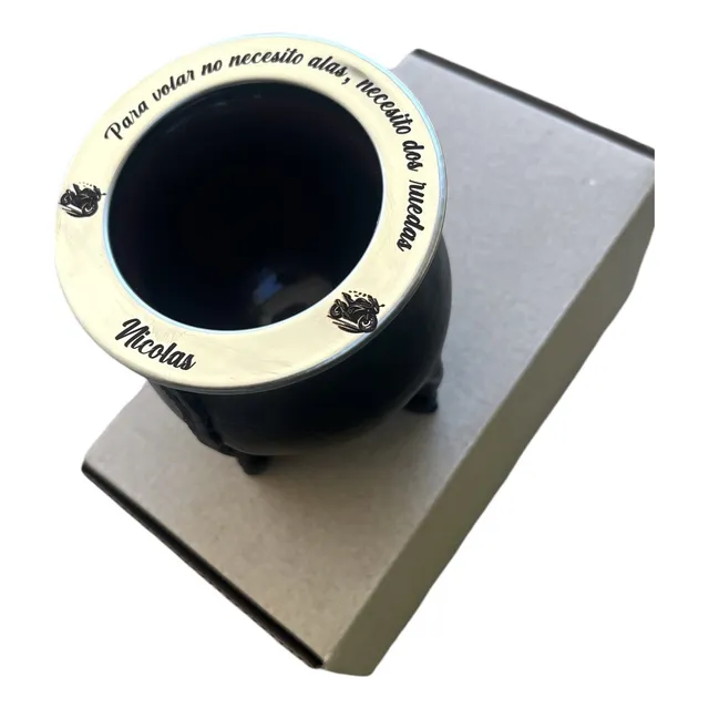 Mate Personalizado Grabado Laser Boquilla Ceramica Y Cuero
