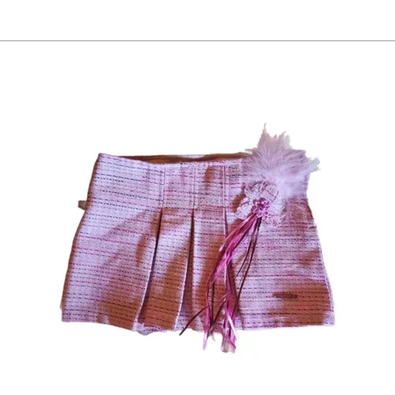 Falda Para Niñas Talla 10 Color Rosa Tela Tipo Tweed