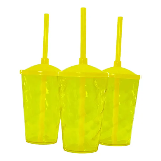 Full 20 Copos Twister 400ml Com Tampa E Canudo