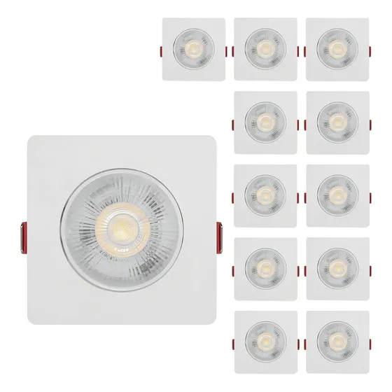 Kit 12 Spot Led 5w Direcionável Embutir Quadrado Luz Quente 127/220V
