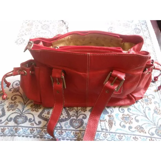 Cartera Cuero 3 Compartimientos Forrada Us $20,00