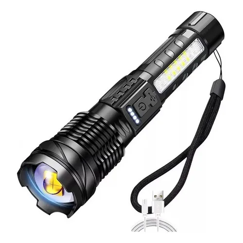 Lanterna Titanium Tática Laser Pro Camping Trilha Led Usb Cor da lanterna Preto Cor da luz Preto