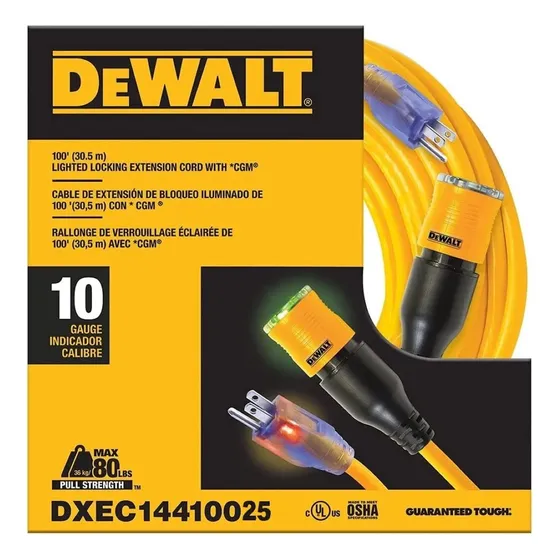 Cable De Extensión Dewalt De 25 Pies/7,6 M 10/3 Sjtw Heavy D