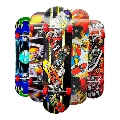 Skate Patineta Infantil Estampado Con Lija Mediano 60 X 15