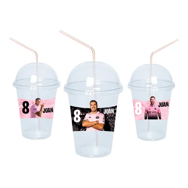 Messi Inter Miami Luis Suárez Vasos Con Cúpula Pack X10