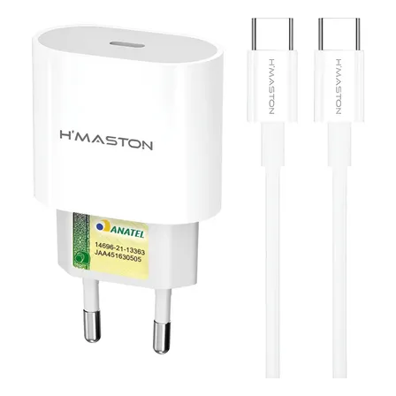 Carregador Turbo 30w Hmaston Usb-c Tipo C P/ iPhone 15 16 17 Branco