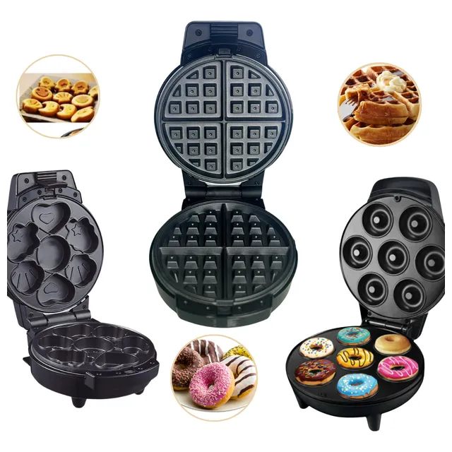 Máquina Multifuncional Crianças Bolo Donuts Waffle 3 Em 1 600w 110v