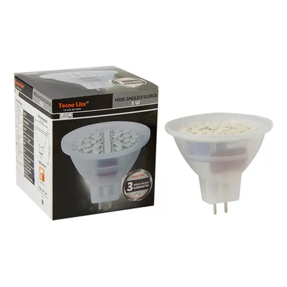 Foco Led Mr16 3w 127v Luz Rgb Tecnolite Mr16-smdled/3wrgb