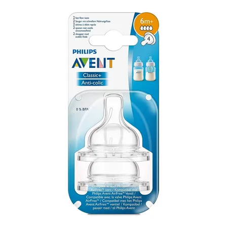 Tetinas Clasic Avent Anticólico X 2, Flujo Rápido, 6m+