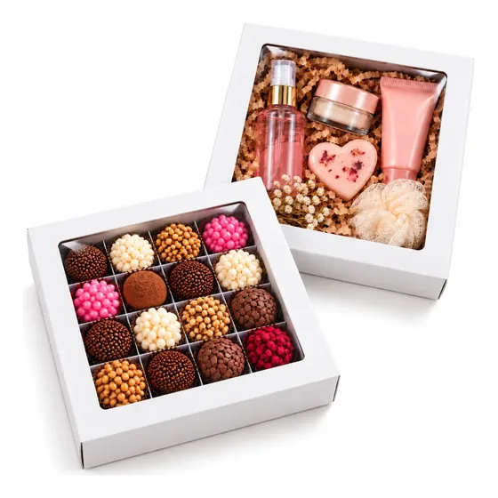 Caixa Embalagem Visor Doce Brigadeiro Presente 15x15x4- 20un