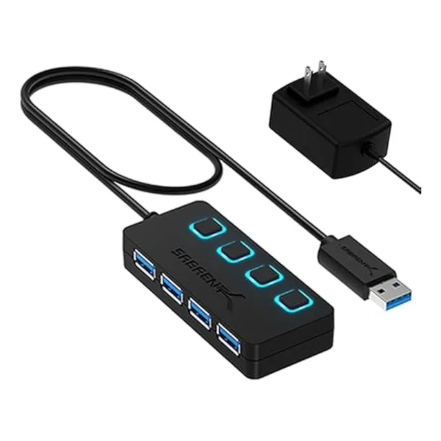 Sabrent Hub Usb 3.0 De 4 Puertos Con Interruptores