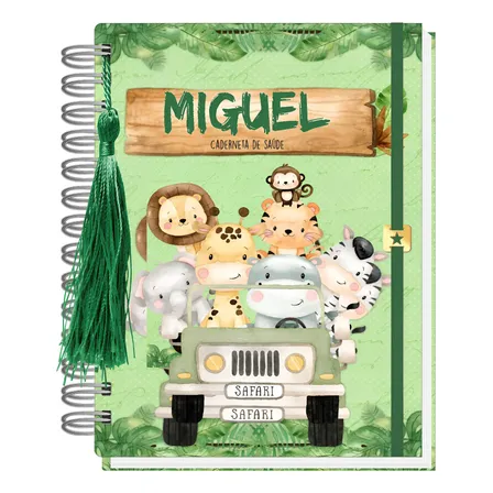Caderneta De Vacinação Safari Personalizada Capa Dura