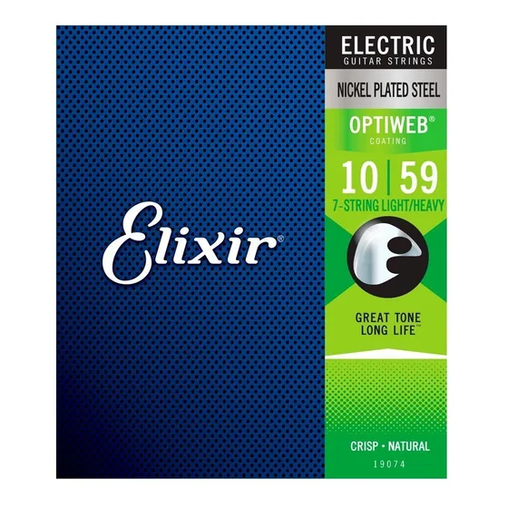 Encordoamento Guitarra 7 Cordas Elixir 010 Lgt Heavy Optiweb