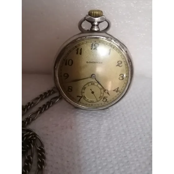 Reloj Plata Antiguo Longine Bolsillo Funcionando Original Plata Agua Agua