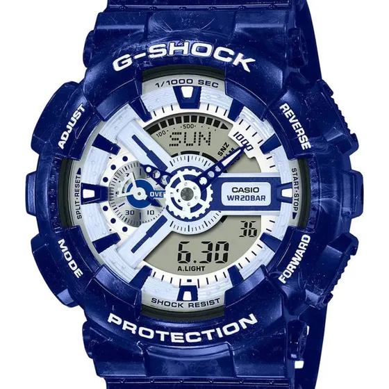 Reloj G-shock Hombre Ga-110bwp-2adr Azul Azul Plata