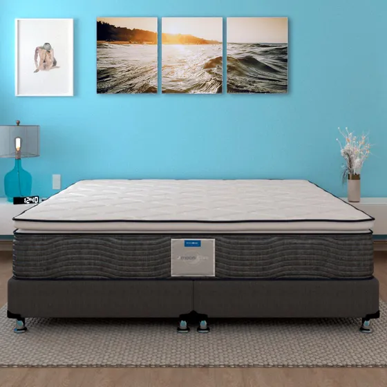Colchón Restonic King Size S-martin + 2 Base Box Individual Color Gris Oscuro