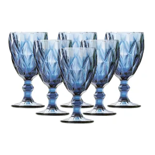 Jogo 6 Taças De Vidro P/ Ăgua Vinho Suco Diamante Azul 260ml Jogo 6 Taças De Vidro P/ Ăgua Vinho Suco Diamante Azul 260ml