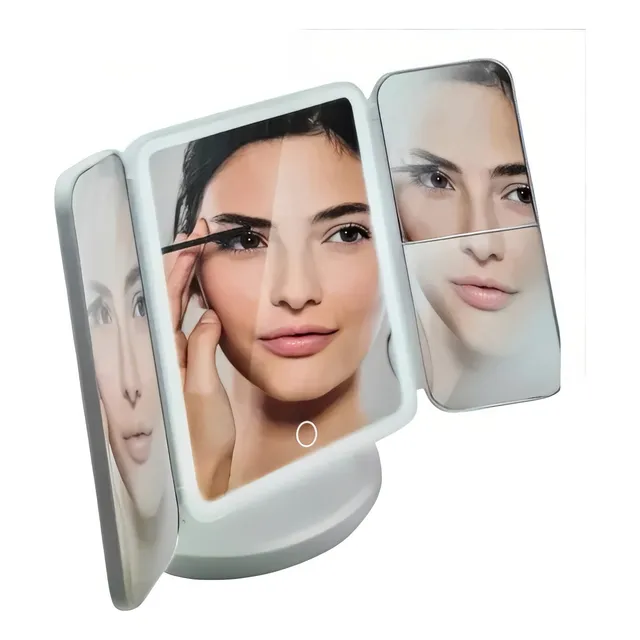 Espejo Maquillaje 3 Modos D Luz Aumento 1x/2x/3x Recargable