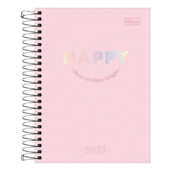 Agenda Diária 2026 Espiral M4 176fls Happy Rosa Tilibra