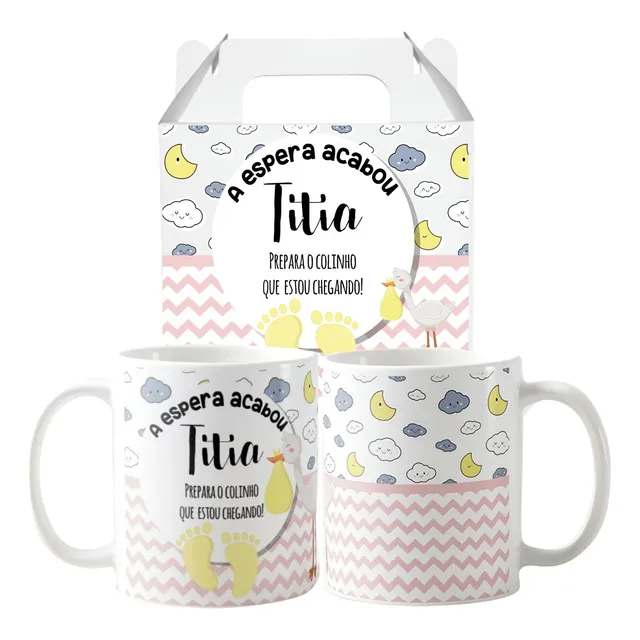 Caneca Personalizada Tia Surpresa Anúncio Gravidez Titia