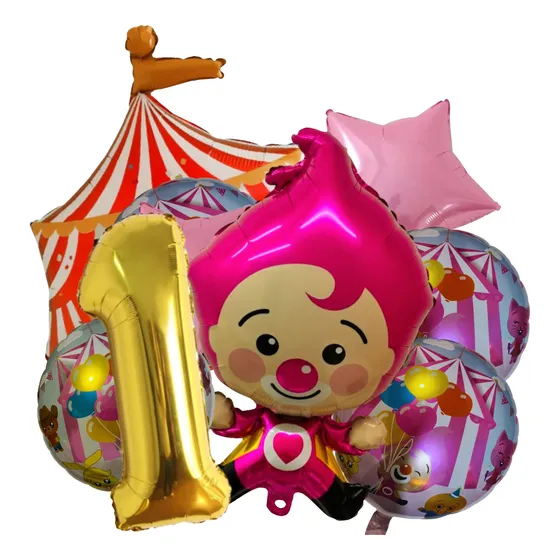 Sets De Globos Payasito Plim Plim Rosa Cumpleaños Fiestas