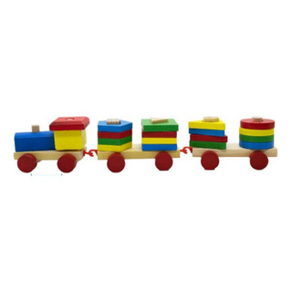Brinquedo Colorido Trem Vagões Formas Geométricas Madeira Brinquedo Colorido Trem Vagões Formas Geométricas Madeira
