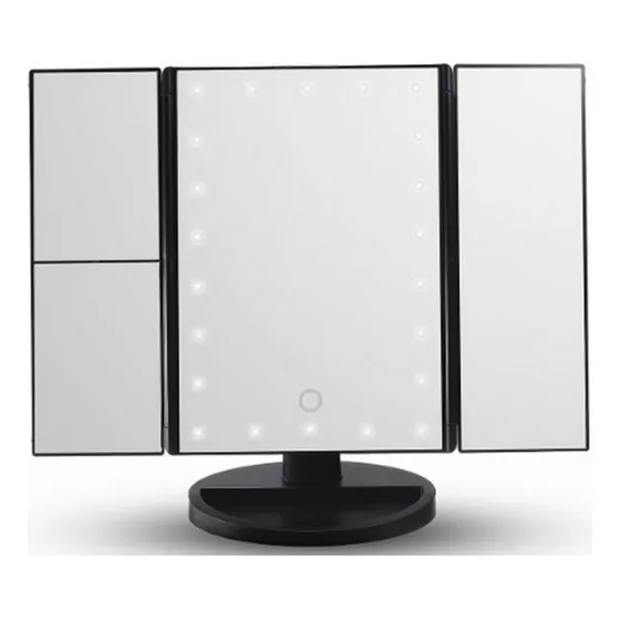 Espelho Zoom 3x Camarim 22 Leds Dobrável Iluminação 3 Lados