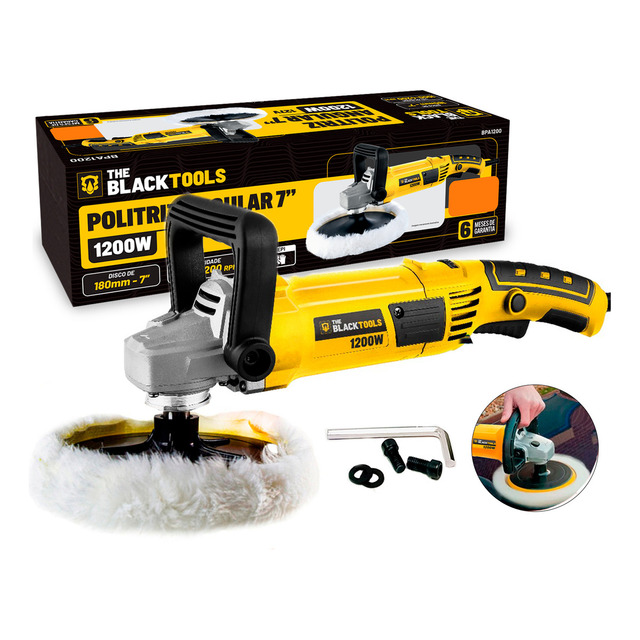 Politriz Angular Automotiva 7 Polegadas 1200w 1000-4200rpm 220v Bpa1200 The Black Tools Politriz Angular Automotiva 7 Polegadas 1200w 1000-4200rpm 220v Bpa1200 The Black Tools