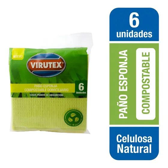 Paño Esponja Natural X6 Ultra Absorbente Virutex