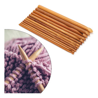 Kit 12 Ganchos De Bambú Para Tejido Crochet Kit 12 Ganchos De Bambú Para Tejido Crochet