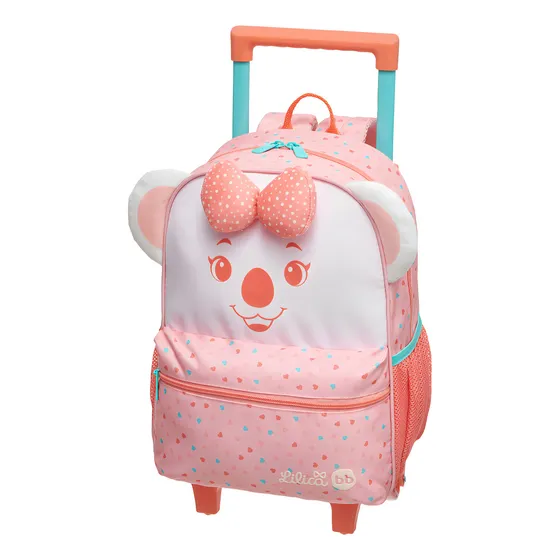 Mochila Infantil Carrinho Alças Lilica Ripilica Bb Creche Cor Coral-claro Desenho Do Tecido Lisa