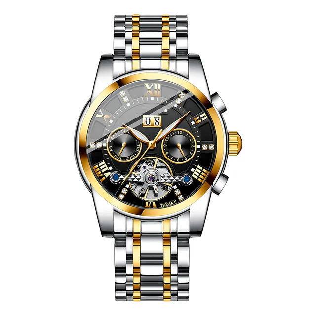 Reloj G-force At9005af Automatico Calendario Acero + Estuche Color De La Correa Plateado/negro