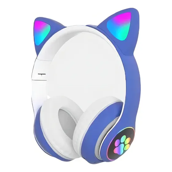 Fone De Ouvido Bluetooth Orelha Gatinho Infantil Led Rgb Sem Fio Catear D47