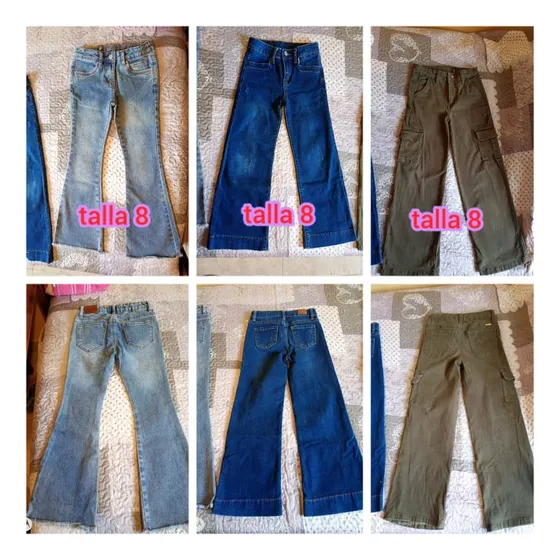 Pantalón Bota Ancha Niña Talla 8 Como Nuevo
