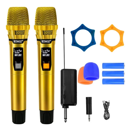 Bomge 106 Micrófono Inalámbrico Profesional Kit 2pcs Color Dorado