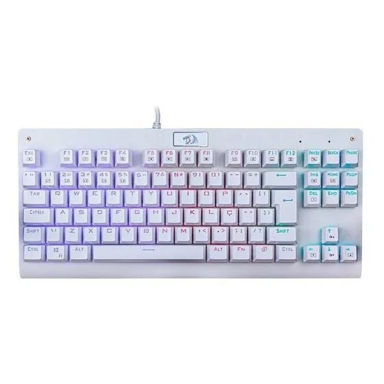 Teclado gamer Redragon Dark Avenger K568 QWERTY português Brasil cor lunar white com luz RGB