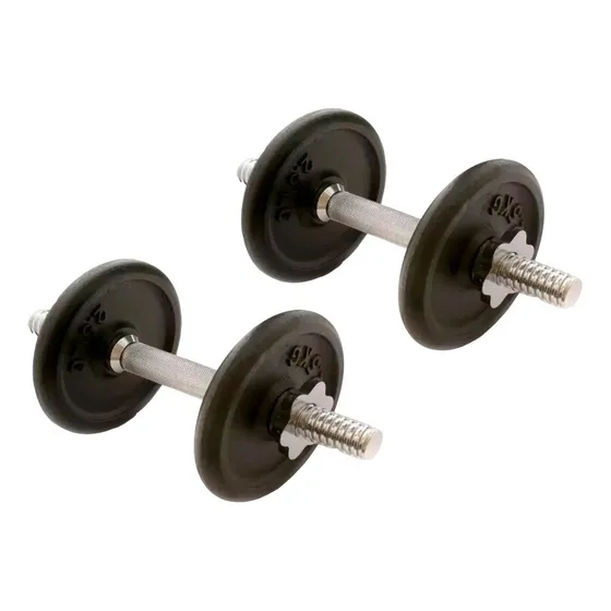 Par Mancuernas Macizas Tope A Rosca + 100 Kg Discos Hierro Color Maciza 100 KG.