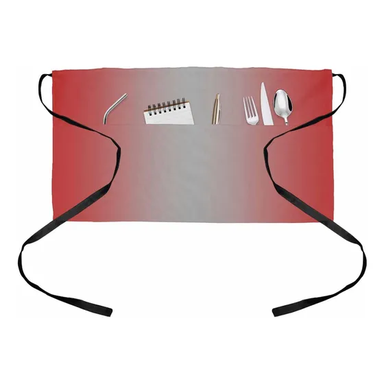 Delantal Camarera Degradado Rojo Gris Para Mujer Hombre 3
