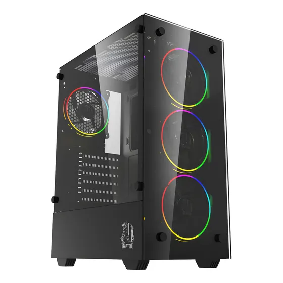 Gabinete Gamer Raptor Sentinel Mid Tower Atx Tg 4xfan Rgb