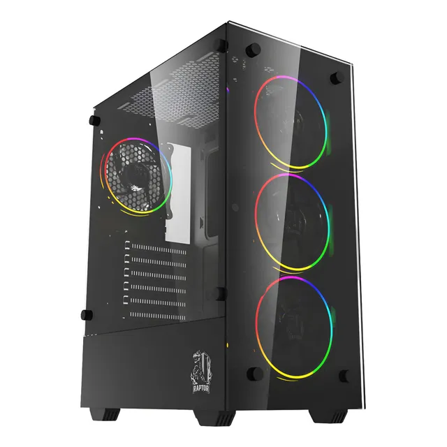 GABINETE GAMER RAPTOR SENTINEL MID TOWER ATX TG 4XFAN RGB