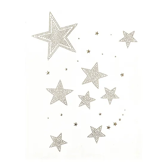 Plancha De Strass Termoadhesivo Estrellas Plateadas Hotfix