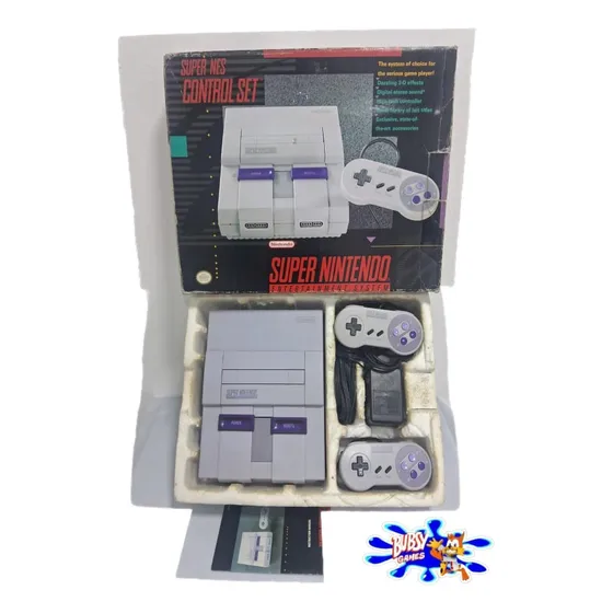 Super Nintendo Console /caixa 2 Controles Fonte E Cabo Av