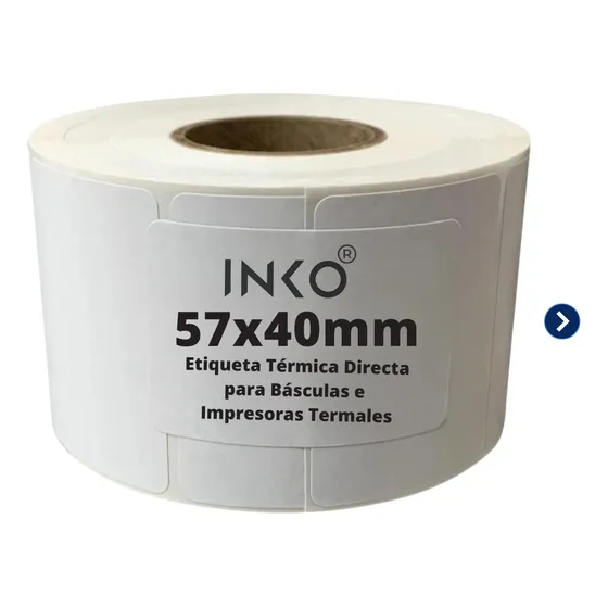 10 Rollos Etiqueta Para Bascula 57x40 Mm Térmica Cantidad 1000 Inko 57 40 TD R 05