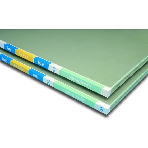 Placa De Yeso Verde Antihumedad 12,5mm Revestimiento