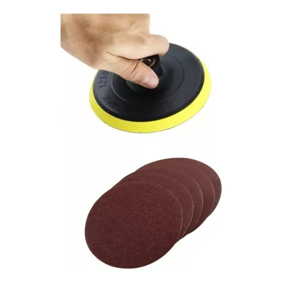 Disco Amoladora Base Velcro De 125 Mm + Lijas Con Velcro Cantidad De Granos 5