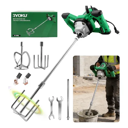Misturador Elétrico De Argamassa Gesso Tinta 1500w Ryoku 220v