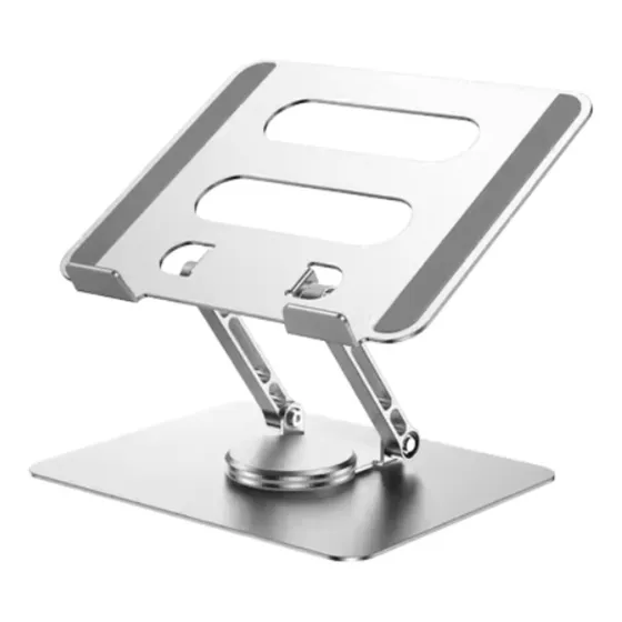 Suporte De Aço Notebook Macbook Escritório Com Giro360 Prata