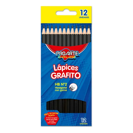 Lápices Gráfito Hexagonal Hb N°2 Caja 12 Unidades Proarte